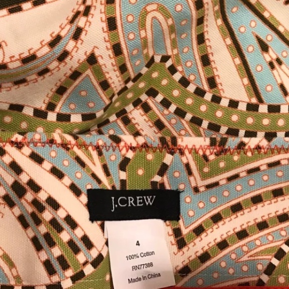 J. CREW Trastevere Paisley Skirt Button Front Mini Aqua Blue Green Ivory A-Line - Picture 5 of 5